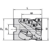 High-speed shell end mill 90° 40mm, for 9 milling inserts AD.X 12..